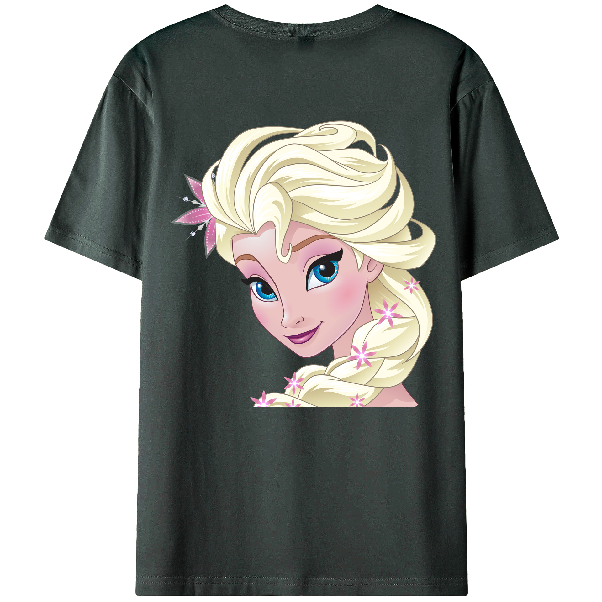 （画像用） アナと雪の女王 アンナ エルサ Frozen Anna Elsa 綿100％ メンズ半袖Tシャツ（バックプリント） 通気性